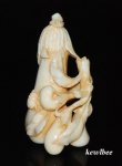 aeb0609 Japanese Hippo Ivory Carving Snuff Bottle Eggplant