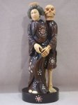win3051 japan ebony iron ivory netsuke lady skull 5.5"