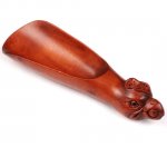 Carved Craft Boxwood Tea & Coffee Scoop Carving Cock