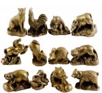 Copper Brass Carving Statue 12 Chinese Zodiac Animals