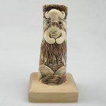 5" Wood OX Bone Carving Dragon Figure Pencil Pen Holder