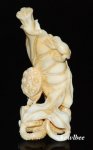 aeb0605 Japanese Hippo Ivory Carving Snuff Bottle Frog Lotus Leaf