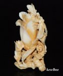 aeb0581 Japanese Hippo Ivory Carving Snuff Bottle Flower