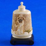 Carved OX Bone Snuff bottle With Stand Carving Swan Man