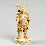 afc0041 Large Bone Netsuke Carving Samurai Sword 9-1/2"