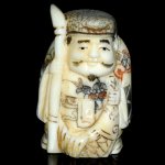 Carved OX Bone Japanese Netsuke Carving Human Figures