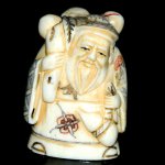 Carved OX Bone Japanese Netsuke Carving Human Figures