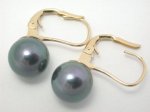 dae035n 14K Gold Black Akoya Pearl Earrings Lever Back