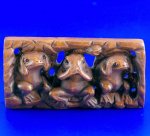 Carved Boxwood Wood Netsuke Carving 3 Frog Make Faces