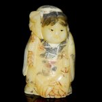 Carved OX Bone Japanese Netsuke Carving Human Figures