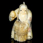 Hand Craft Carved OX Bone Netsuke Carving Man Figurine