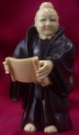 win4056 Ebony Wood Mammoth Ivory Netsuke Samurai Scroll