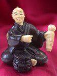 win4029 ebony wood mammoth ivory netsuke man puppet