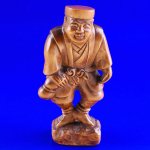 Handwork Carved Boxwood Wood Netsuke Carving Man Smile