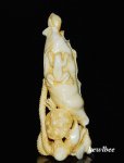aeb0523 HANDCRAFT HIPPO TUSK SNUFF BOTTLE FROG ON LOUTS