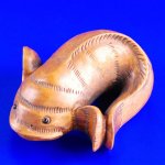 Handwork Carved Boxwood Wood Netsuke Carving Human Fish