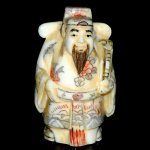 Hand Craft Carved OX Bone Netsuke Carving Man Figurine