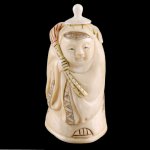 Carved OX Bone Snuff bottle Carving Lady Hold Flower