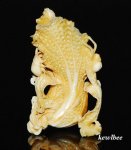 aeb0519 JAPANESE HIPPO TUSK SNUFF BOTTLE CABBAGE