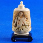 Carved OX Bone Snuff bottle Carving Nude Lady Stand