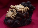 win4003 ebony wood mammoth ivory netsuke 2 crab wave