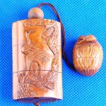 Japanese Carved Wood Boxwood Inro Swan Netsuke Carving