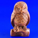 Hand Carved Boxwood Wood Netsuke Carving Lovely Owl