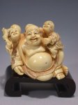 adb0792 Fine Genuine Mammoth Ivory Netsuke Buddha 2 Kid Peach