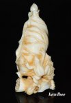 aeb0555 Handcraft Hippo Ivory Carving Snuff Bottle Frog Lotus Leaf