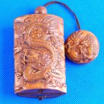 Carved Japan Wood Boxwood Inro Dragon Netsuke Carving