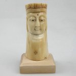 Wood OX Bone Carving Buddha Figure Pencil Pen Holder