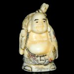 Hand Craft Carved OX Bone Netsuke Carving Smile Buddha