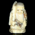 Carved OX Bone Japanese Netsuke Carving Human Figures