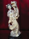 kkm3019 Mammoth Ivory Carving Netsuke Lady Lion 7.25''