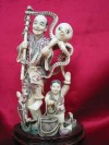 kkm3021 Mammoth Ivory Carving Netsuke Man Octopus 7''