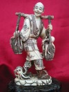 kkm3026 Mammoth Ivory Carving Netsuke Man Octopus 6.2''