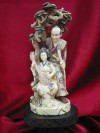 kkm3055 large ivory carving netsuke sumurai geisha 8"