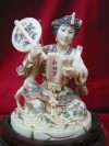 kkm3070 large ivory carving netsuke lady look book 3.5"