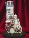 kkm3072 large ivory carving netsuke monkey skio 9-1/2"