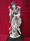 kkm3031 mammoth ivory carving netsuke lady flower 6.75''